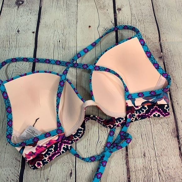 NWOT Multicolored Palm Print Push-up Bikini Top - Picture 7 of 13